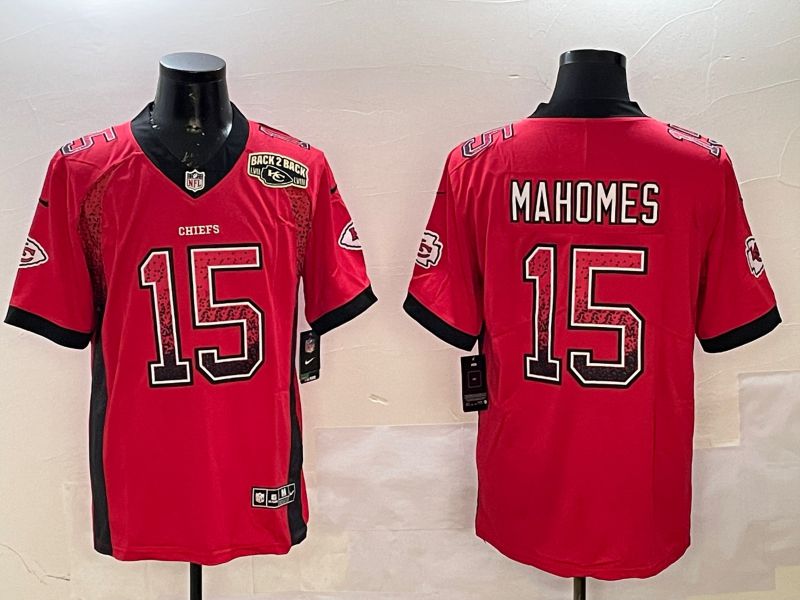 Men Kansas City Chiefs 15 Mahomes Red 2025 Nike Drift Fashion Color Rush Limited NFL Jersey style 5